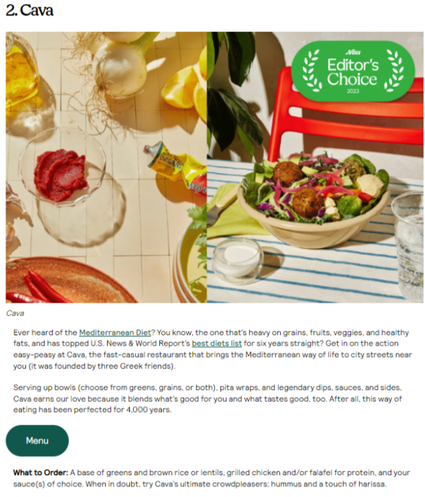 cava as healthy food recommendation by nesswell blog
